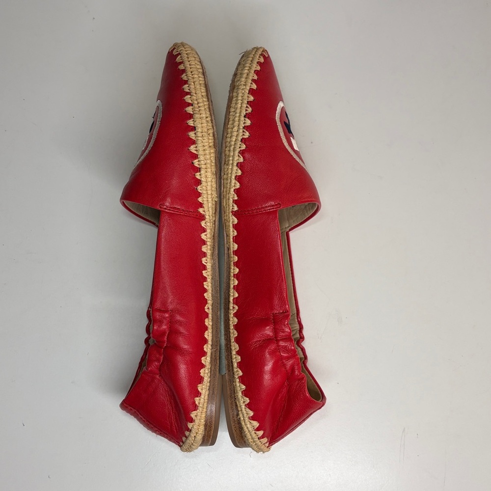 Tory Burch Darien Red Loafer Espadrille nappa leather Womens Size 7M - Picture 10 of 16